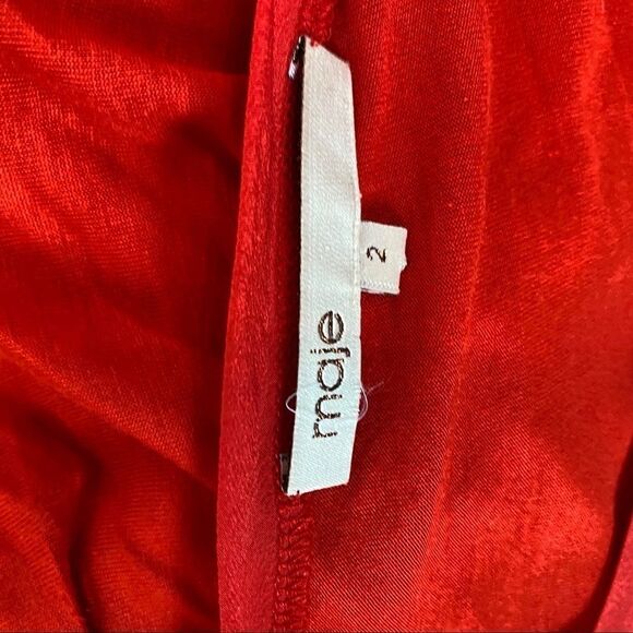 MAJE red 1 cold shoulder top blouse w ruching sz M - Picture 7 of 8